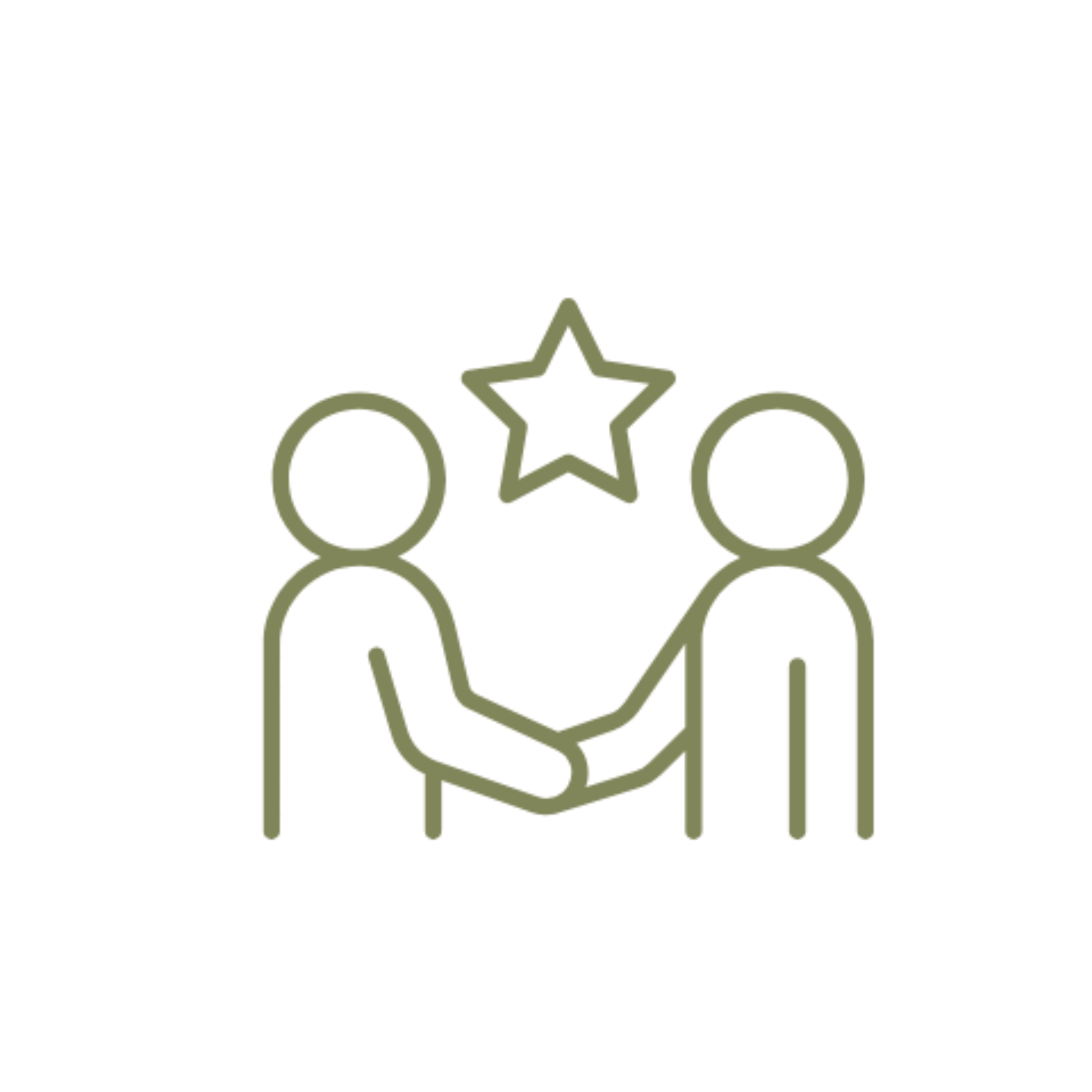 Icon of two figures shaking hands, symbolizing exceptional customer service and support